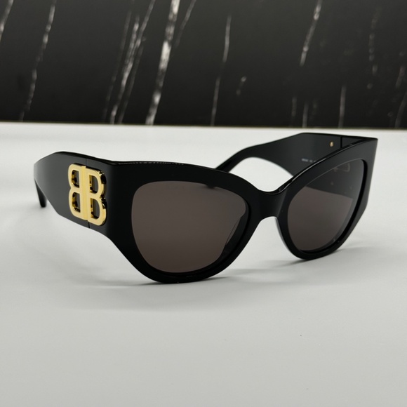 NEW BB0322S 002 BALENCIAGA BLACK CAT EYE WOMEN SUNGLASSES - Picture 5 of 11